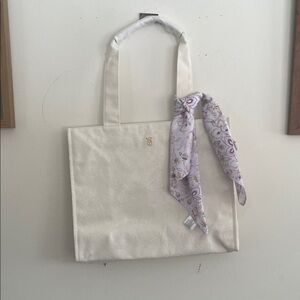 Victoria's Secret Cream Tote with Patterned Scarf